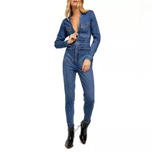 EUC Free People Lennox Jumpsuit skinny leg stretch RARE SIZE XL